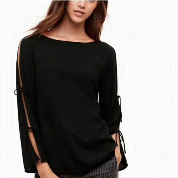 Aritzia Tops - Aritzia Wilfred Pozzi tie sleeve black blouse size medium​